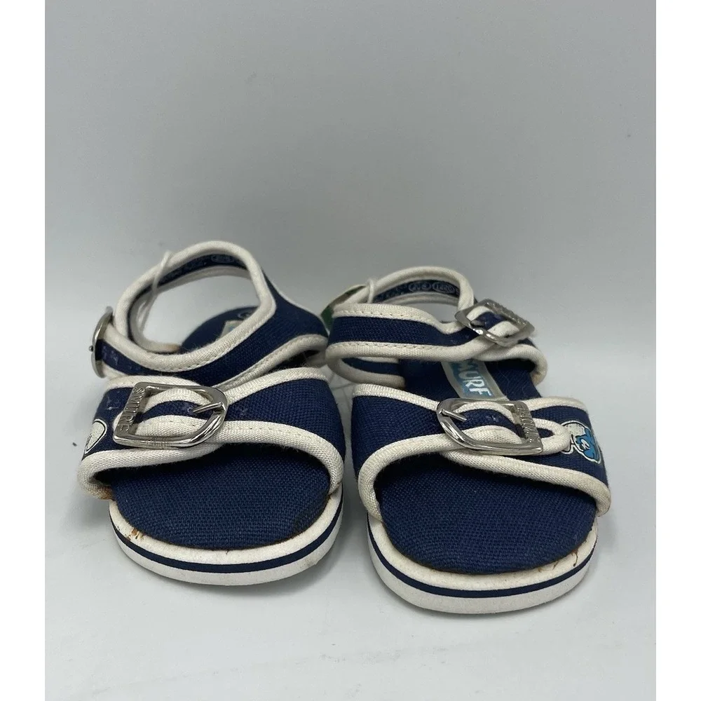 Vintage 1982 Smurf Baby Shoes Size 3‎ Sandals  Buckles Blue